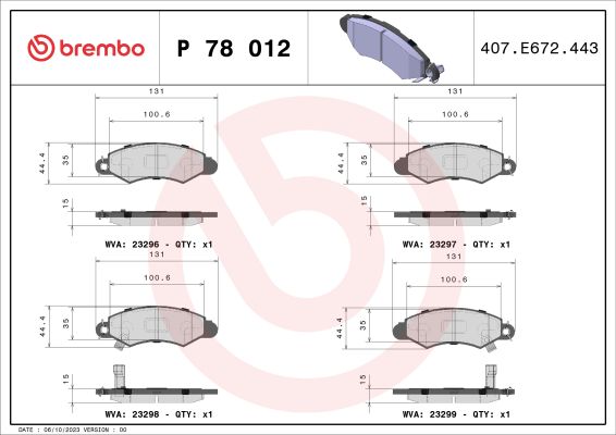 A.B.S. P 78 012 BREMBO Bremsbelagsatz, Scheibenbremse